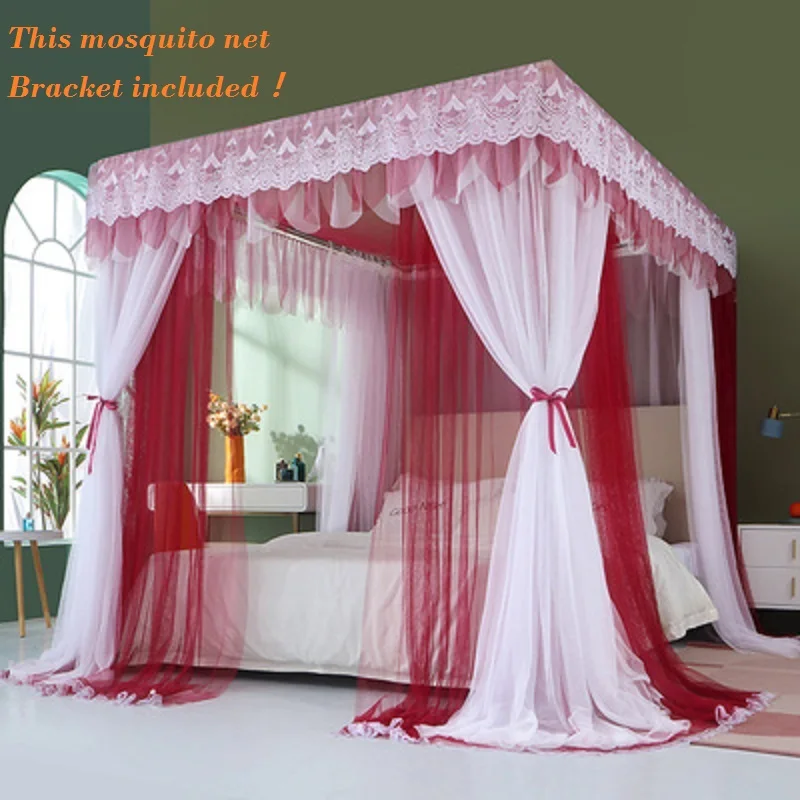 

European style elegant square top mosquito net insect repellent tent for bedroom double bedDropshipping
