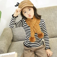 korea winter all match childrens knitted warm scarf fashion new cute hairball solid baby boy and girl jersey wool shawl kids