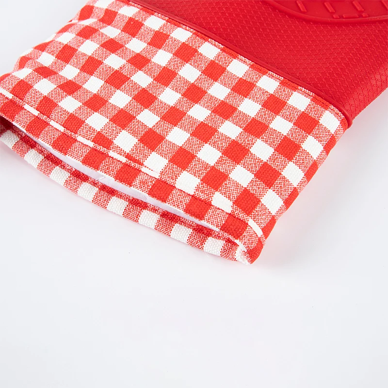 

Non-Slip Silicone Oven Mitt Waterproof Heat Resistant Kitchen Gloves Long Cotton Bbq Oven Gloves For Barbecue Cooking Baking