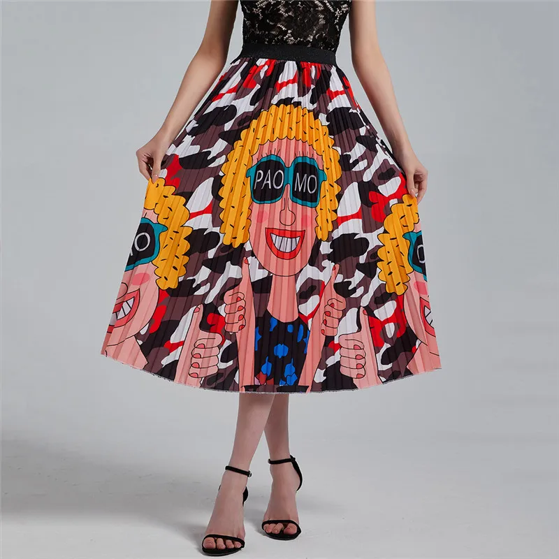 

Юбка женская плиссированная с высокой талией, винтажная эластичная пляжная трапециевидная юбка с принтом павлина в богемном стиле