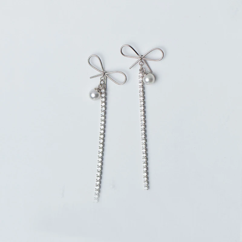 

XMD New Arrival 100% 925 Sterling Silver Bow Knot Charm Earrings Luxury Women Chain Tassel Earrings