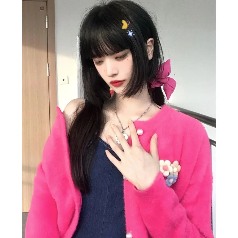 Женский однотонный Кардиган с длинным рукавом однобортный свитер в стиле ретро