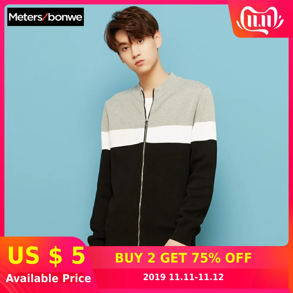 METERSBONWE Осенняя мужская куртка вязаный кардиган половина водолазка свитер