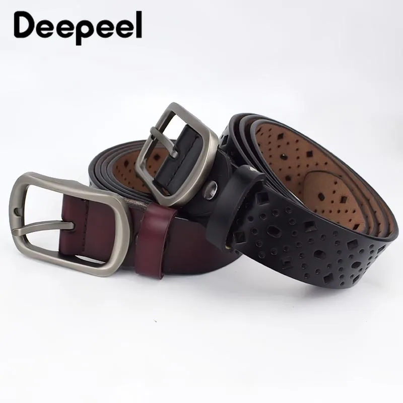 

Deepeel 1 шт. 3,5*105-115 см женский мужской модный дизайнерский ремень из настоящей кожи с отверстиями Ретро второй Слои теплые джинсы аксессуары