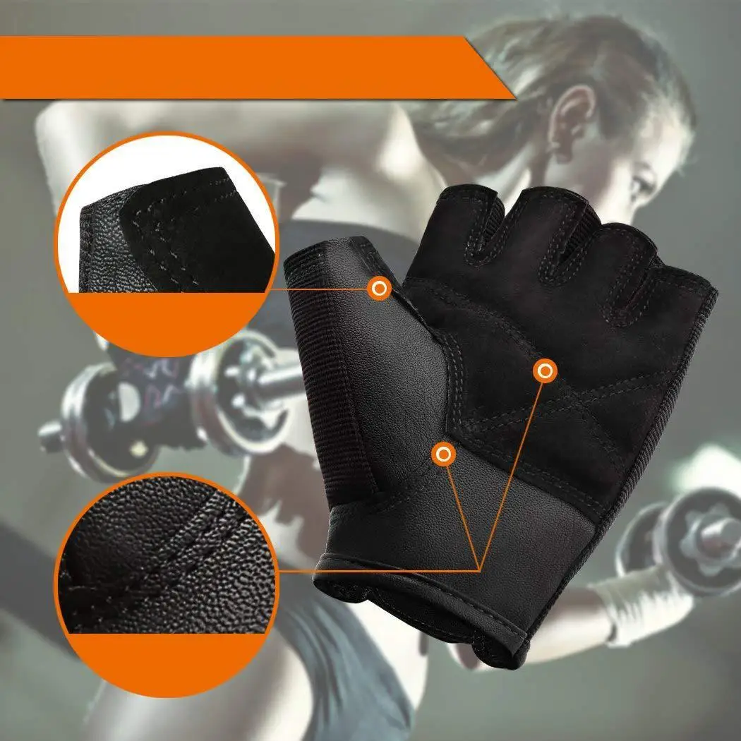 Men Cycling Rowing Weightlifting Power Grip Half Pair of Finger Sports Exercise Adults Gloves Black | Спорт и развлечения