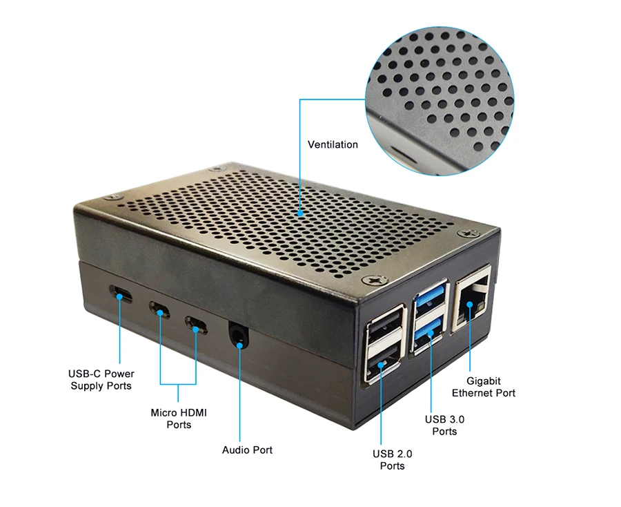 Raspberry pi 4B корпус из алюминиевого сплава металла с 3 шт. алюминиевый радиатор комплект для охлаждения кулер