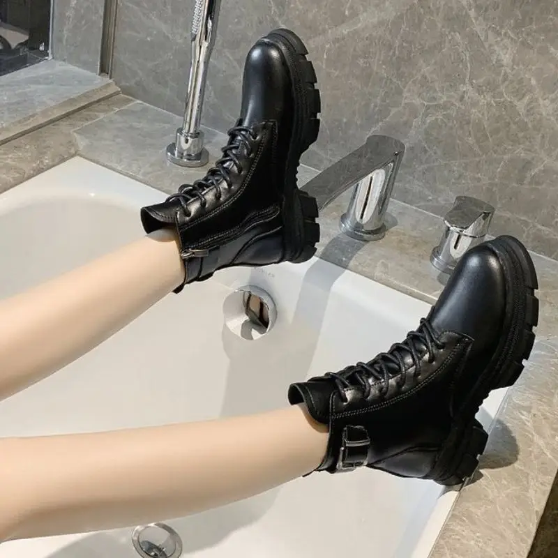 

Women Short Boots Buckle Zipper Women'S Winter Autumn Shoes Fashion Casual Ankle Boots Ladies Footwear Size 35-40