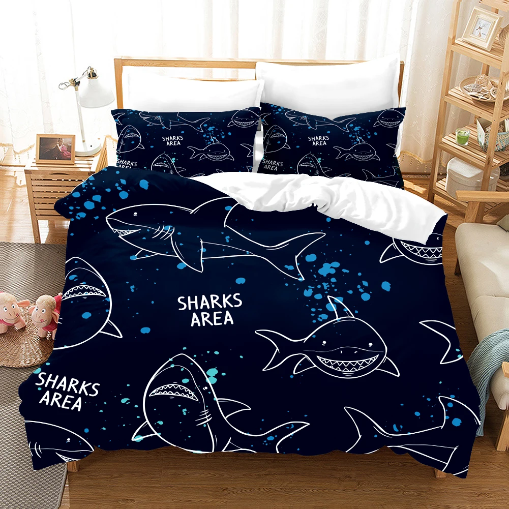 

Cartoon Shark Bedding Set Kids 3d Duvet Cover Set Luxury Fashion Comforter Bed Linen Twin Queen King Single Size Dropshipping