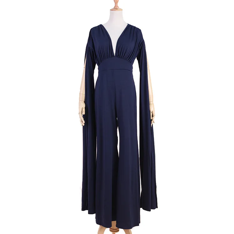 

WEPBEL Women's Sexy V-neck Sleeveless Slim Fit Jumpsuit Spring Fashion Solid Color Loose Backless Wide Leg Jumpsuit