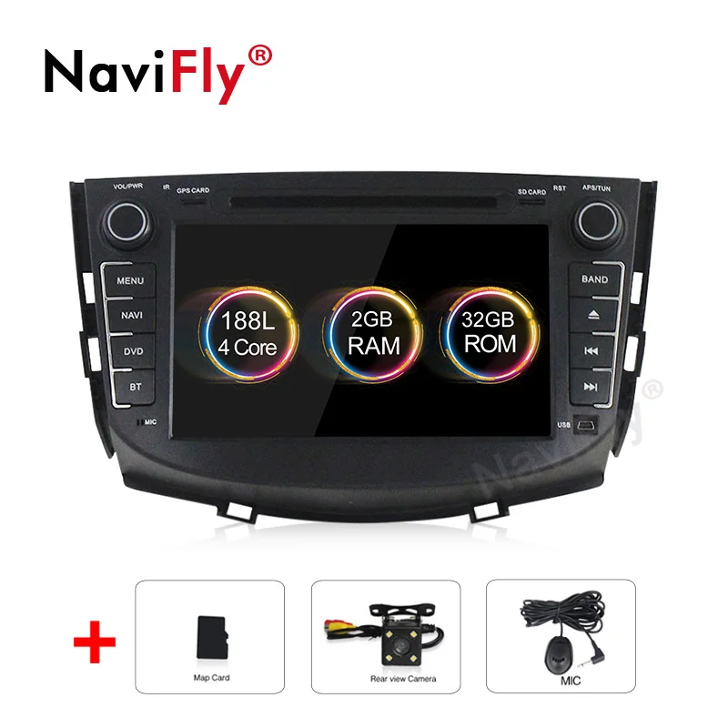 add camera NaviFly Android 9,1 Автомобильный мультимедийный gps радио плеер для Lifan X60 стерео dvd-плеер wifi BT CANBUS четырехъядерный 2 Гб ram 32 ГБ rom FM - Цвет: add camera