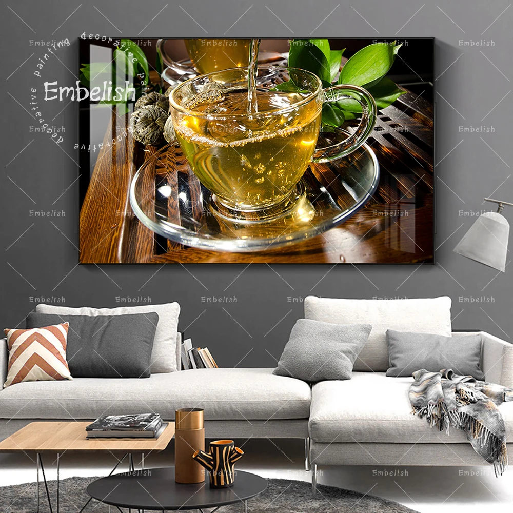 

Embelish 1 Pieces Tea Cup Wall Art Posters For Kitchen Decor HD Print Canvas Oil Paintings For Living Room Home Decor Pictures