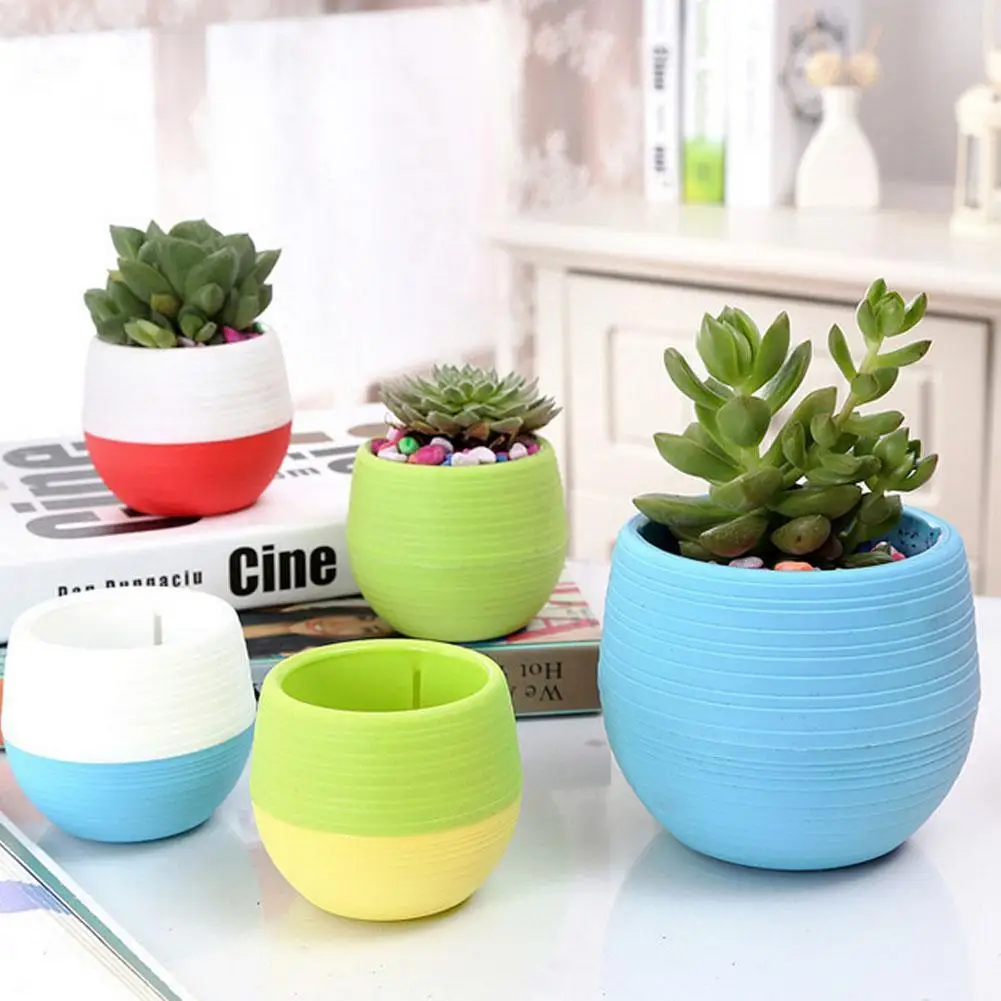 

Mini Flower Pots lovely Colorful Garden Unbreakable Planter Trays Plastic Nursery Pots for Succulent plant Garden office Decor