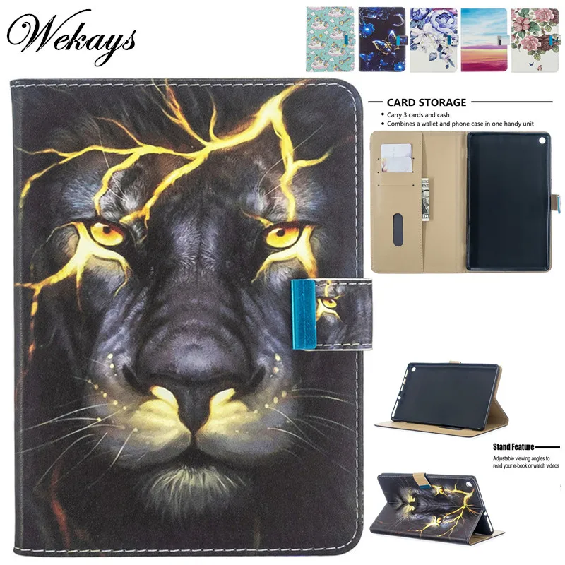 Чехол Wekays для Amazon HD 8 HD8 кожаный чехол с мультяшным львом Kindle Fire дюймов 2015 2016 2017
