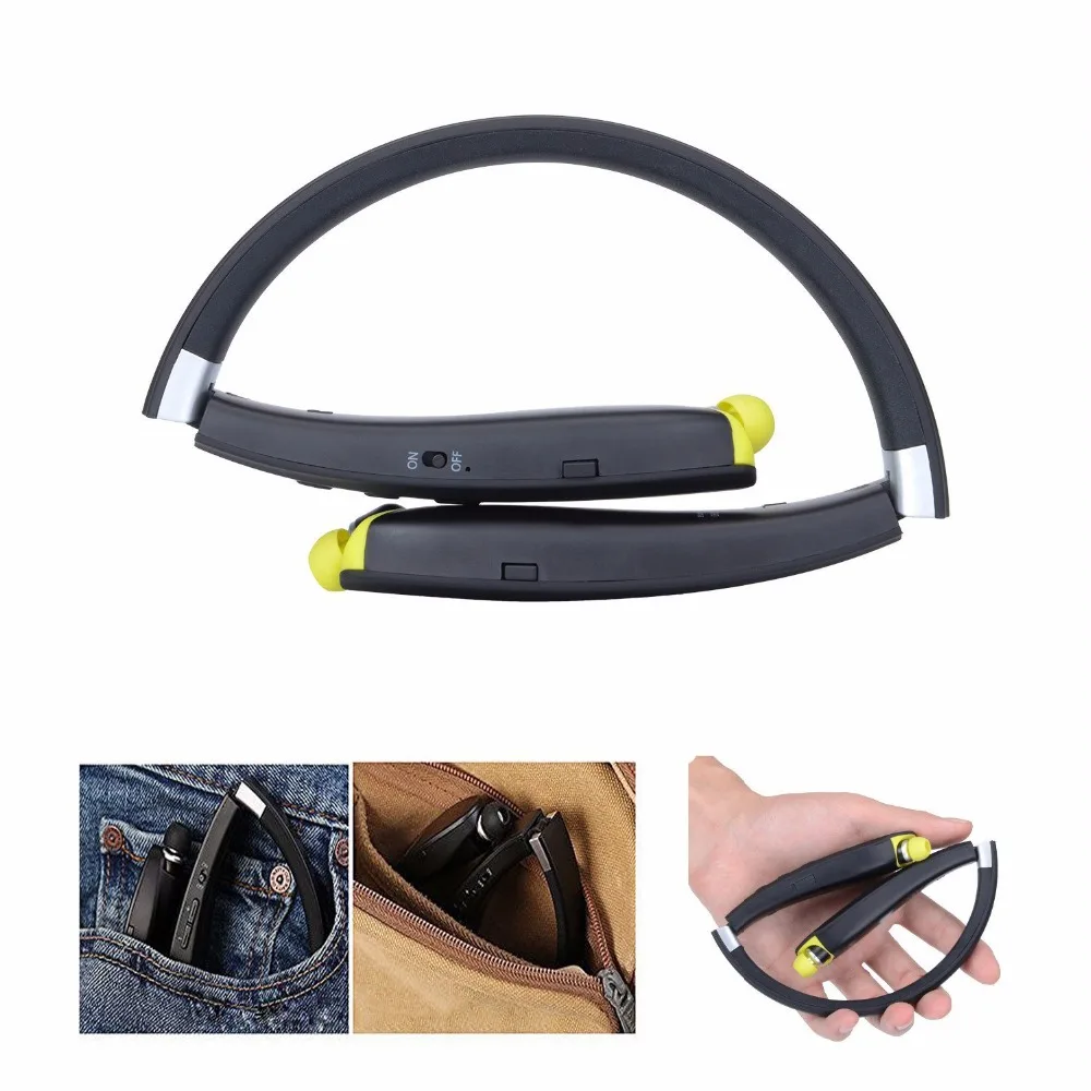 wireless sports bluetooth headset earbud hanging neck hanging running earphone mp3 player foldable telescopic earphone tf card free global shipping