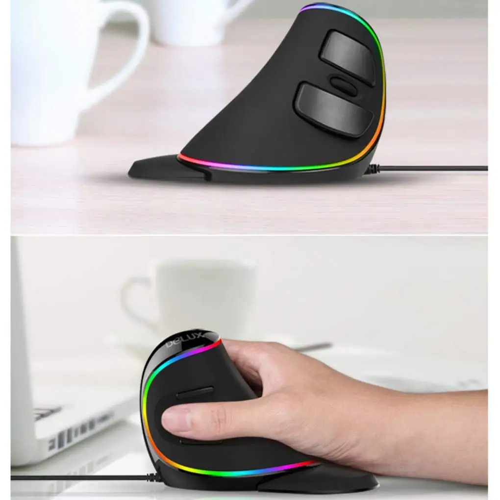 Delux M618 Plus Vertical Mouse Gaming 3D Mice Ergonomic Useful LED Light Computer for PC Laptop Gamer new | Компьютеры и офис
