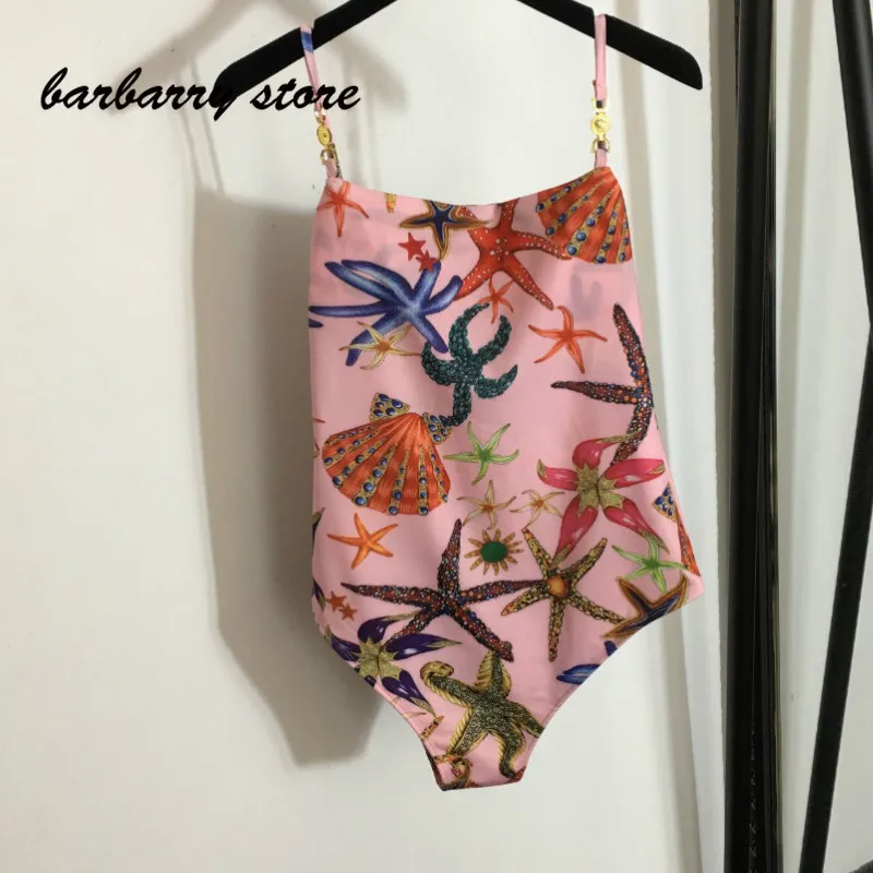

2021 luxury high quality starfish shell fashion women's temperament one piece sexy backless sling bikini leisure beach swimsuit