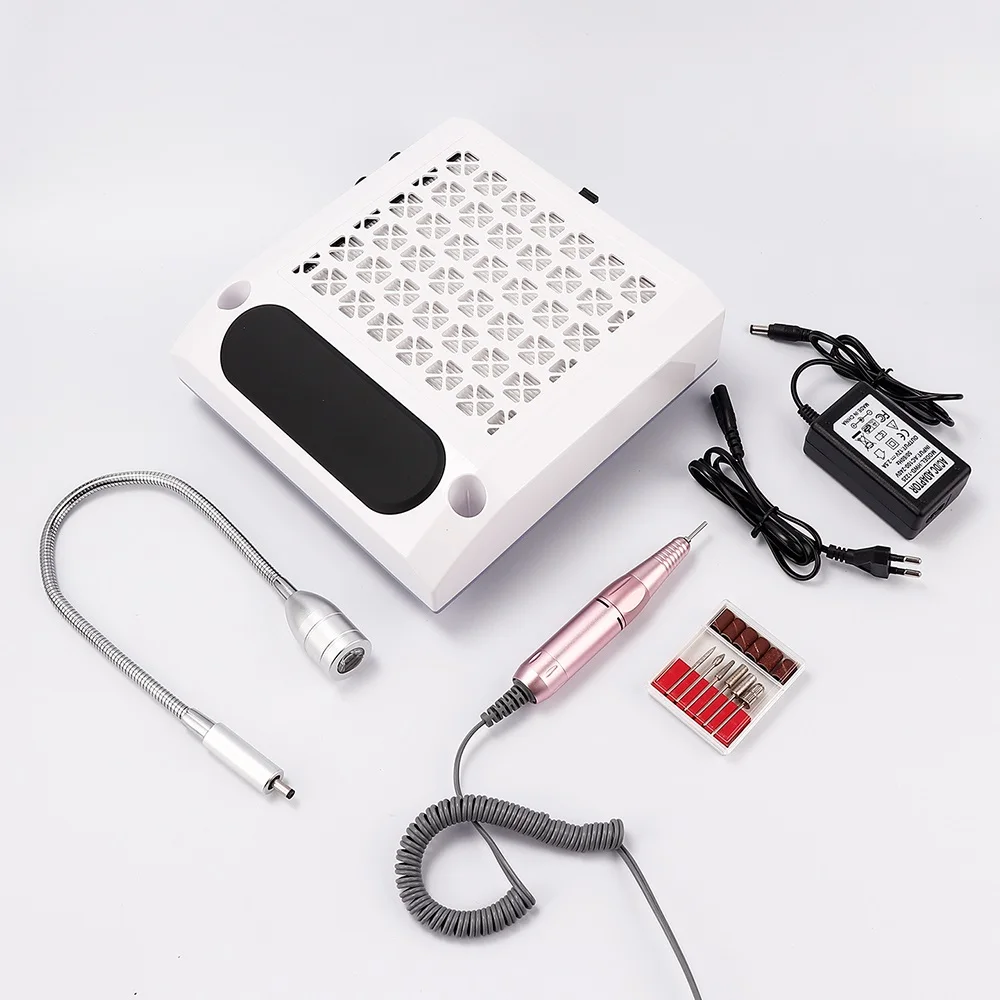 4 в 1 80 Вт Мощный пылеуловитель для ногтей дрель осветительная лампа ручной коврик