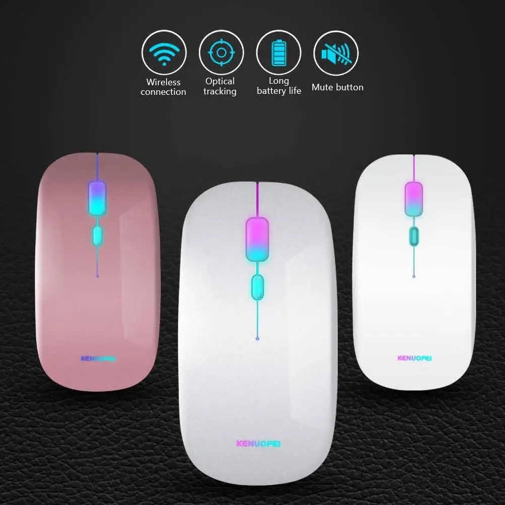 

K1 2.4G Wireless USB Ergonomic LED Backlight Mute Gaming Mouse for MacBook PC Ergonomic Mute Breathing Light Wireless Mouse