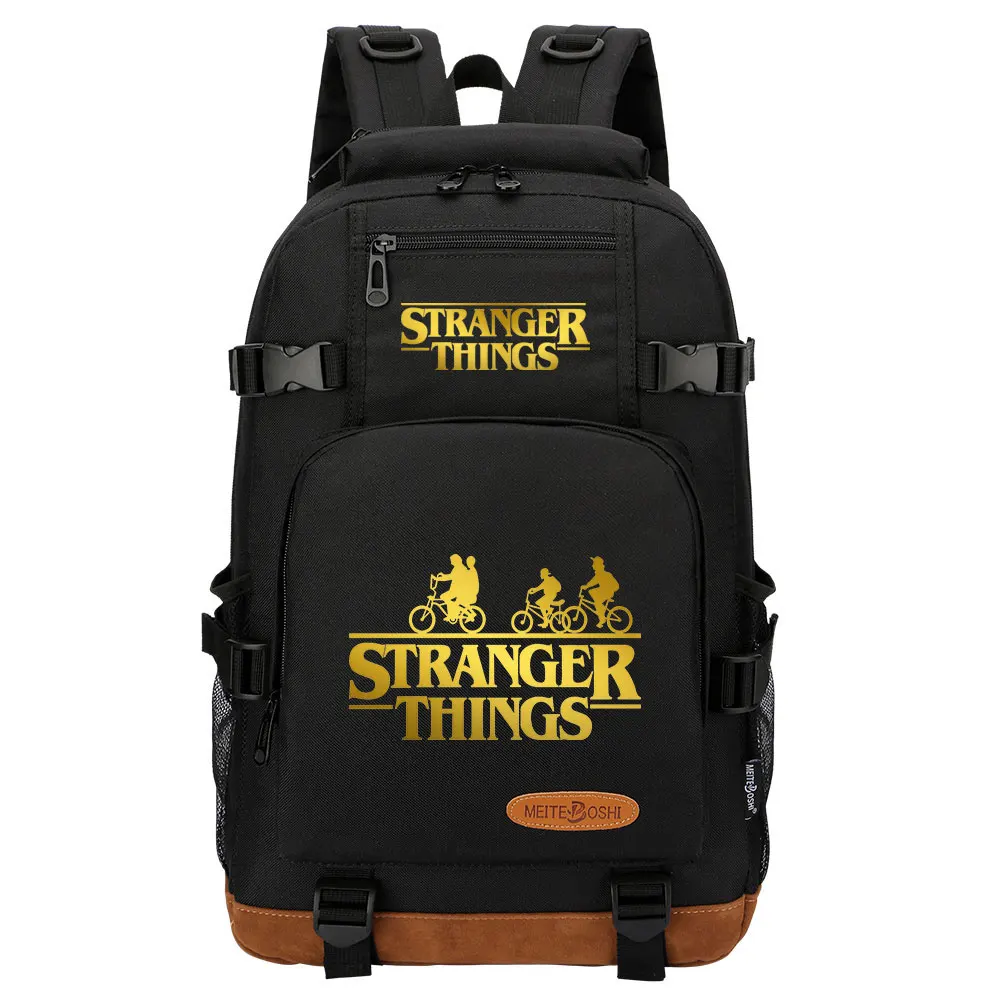 

New Gold Stanger Things Prints Boys Girls Kids School Book Bags Women Bagpack Teenagers Canvas Men Laptop Travel Backpack