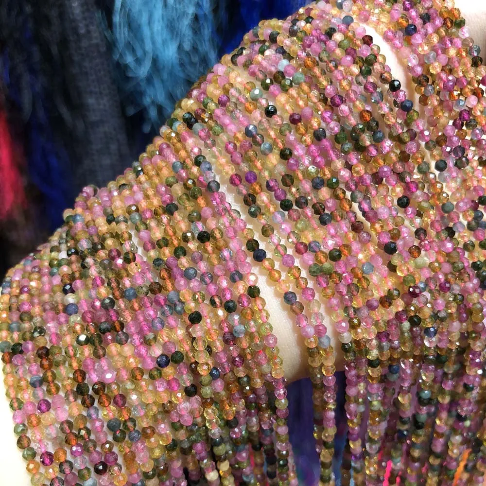 

High Quality Natural Stone Tourmaline Beads Small Section Loose Beads for Jewelry Making Necklace DIY Bracelet Accessories 38cm