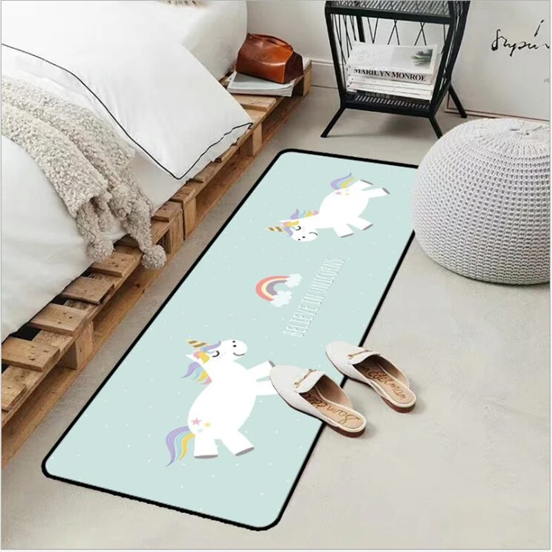 Bubble Kiss милые Мультяшные единороги коврики небесно голубые радужные полосы