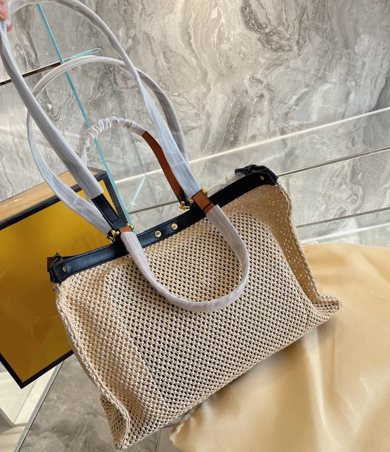 

Роскошная дизайнерская Соломенная Сумка-тоут Hiboom для женщин, большая плетеная Сумка для покупок ручной работы, сумка на плечо с надписью и в...