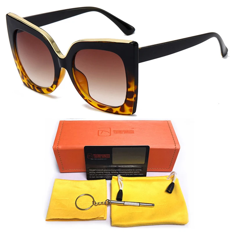 Леопардовые женские солнцезащитные очки кошачий глаз дизайнерские пикантные