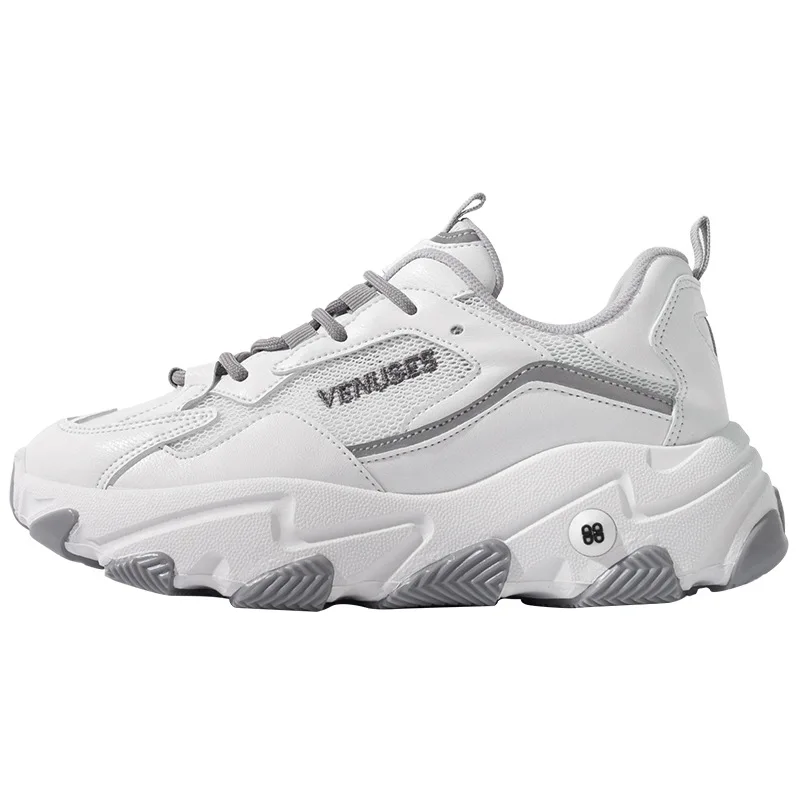 

BeauToday Chunky Sneakers Women Cow Leather Mesh Retro Casual Shoes Platform Lace-Up Trainers Handmade 29333