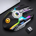 Эргономичная беспроводная мышь, перезаряжаемая Бесшумная светодиодный компьютерная мышь с подсветкой, USB оптическая игровая мышь с 7 клавишами для ноутбука, компьютера
