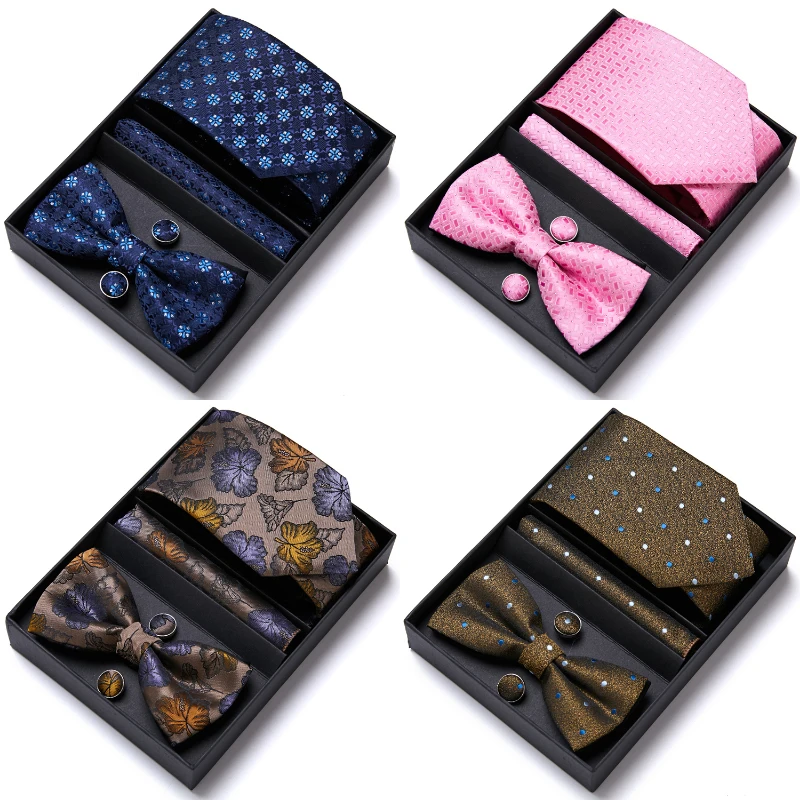 

Hot sale Vangise Brand 65 Colors Nice Handmade Tie Handkerchief Pocket Squares Cufflink Set Necktie Box Dropshipping