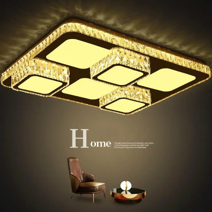 

2020 new living room ceiling lamp rectangular modern LED crystal lamp with remote control ceiling lamp hall bedroom lighting