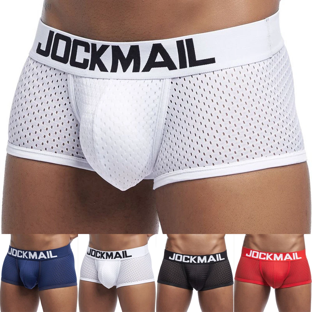 

Sexy Men's Underwear Breathable U Convex Cover Coaster Hip Boxers Trunks Mid Waist Solid Color Comfortable Male Underpants
