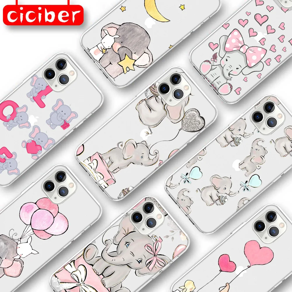 Забавный слон чехол для телефона iPhone 11 12 Pro Max Мини-чехол 7 8 6 6S Plus X XR XS MAX 5S SE 2020