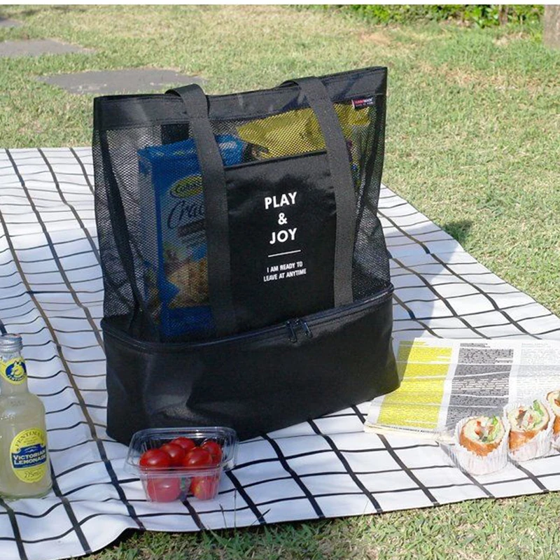 Оптовая продажа дорожная пляжная сетка для пикника Сумки хранения через плечо