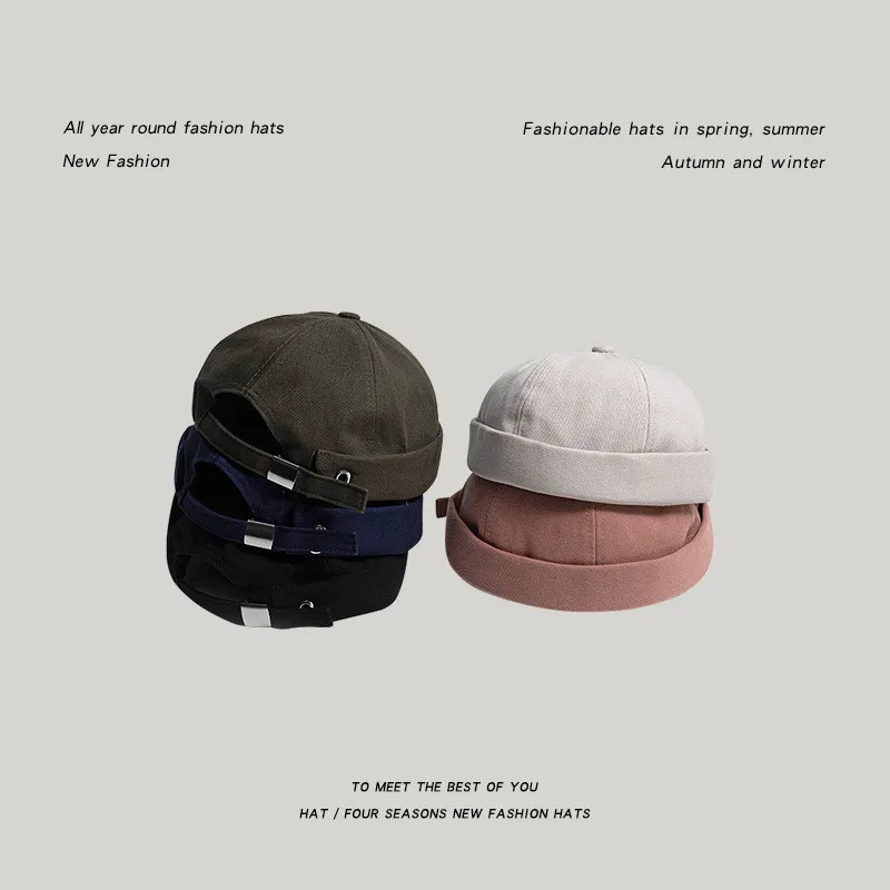 

Vintage Docker Cap Brimless Hat Breathable Beanie Hats Cotton Adjustable Literary Landlord Sailor Women Hip Hop Hat D820 4.98