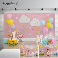 mehofond pink girl 1st birthday background for photography balloon rainbow cloud flower decor photozone backdrop photo studio