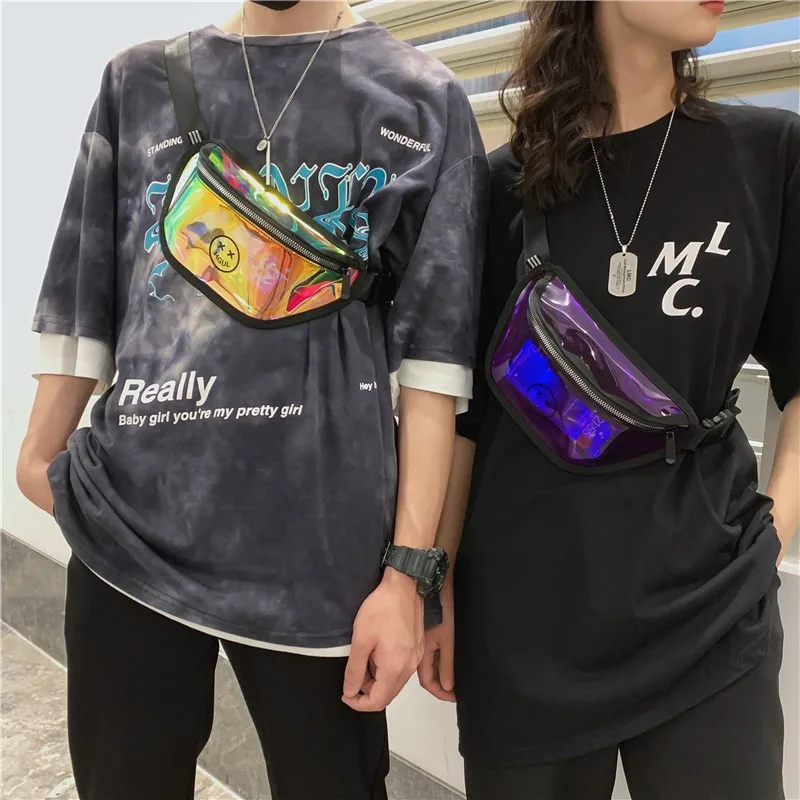 Голографическая поясная сумка модная Женская Блестящая маленькая через плечо