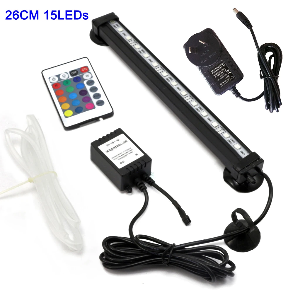 Aquarium Light LED 16- 51CM 5050 RGB Waterproof Remote Control Lamp Aquarium Fish Tank Underwater Submersible Light D30 - Цвет: AU 26CM