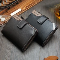 new style casual mens wallet short vertical locomotive british casual multi function card holder zipper buckle two fold wallet