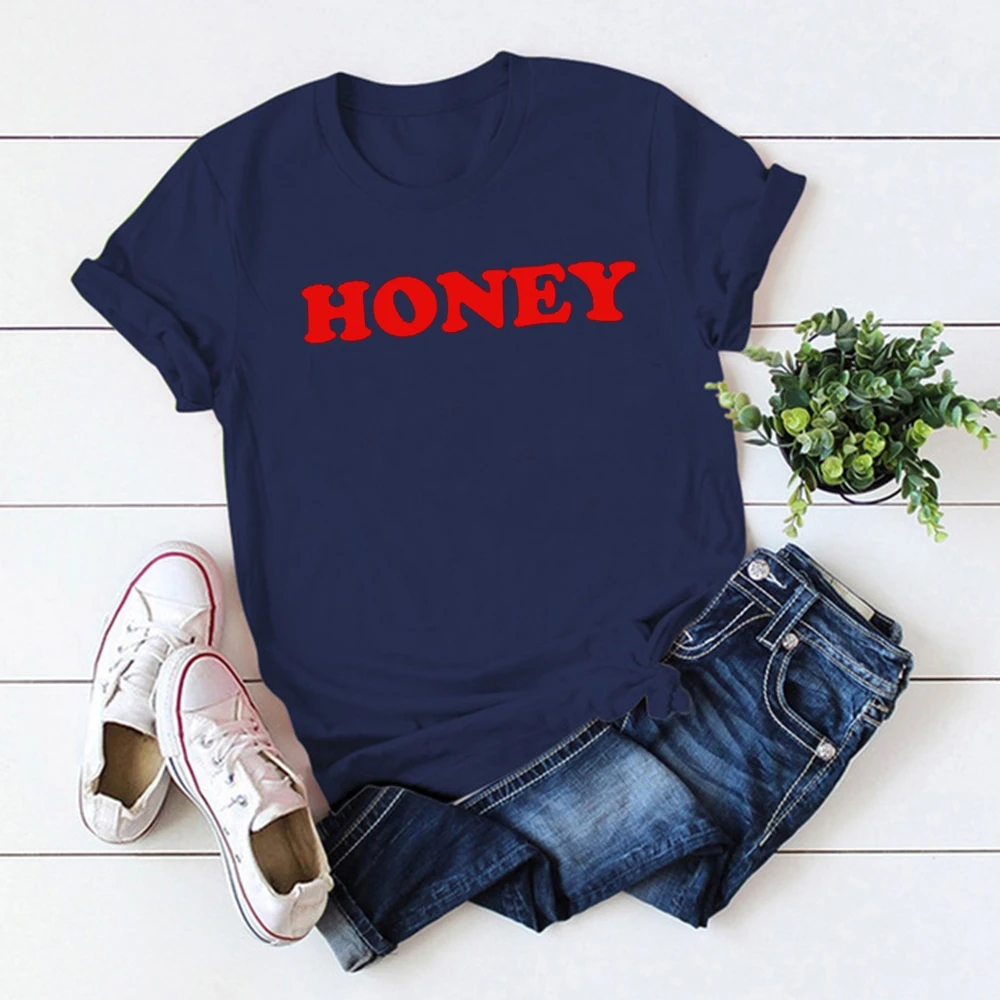 

Honey Letter Print T Shirt Women Short Sleeve O Neck Red Tshirt Summer Ladies Tee Shirt Tops Clothes Camisetas Mujer HKXN
