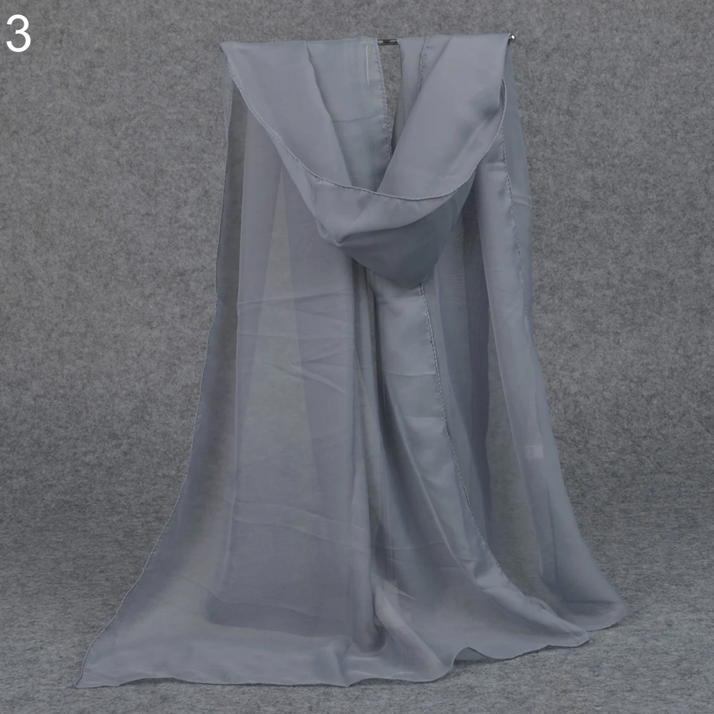 Женская однотонная длинная шифоновая шаль от солнца Модный летний шарф палантин