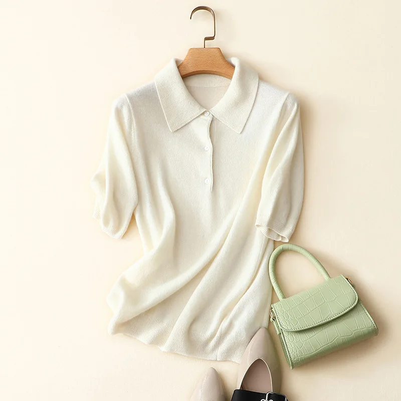 

warm 100% cashmere Office sweater Lady Turn-down Collar Pullovers sweaters fashion 2021 women autumn new 19131