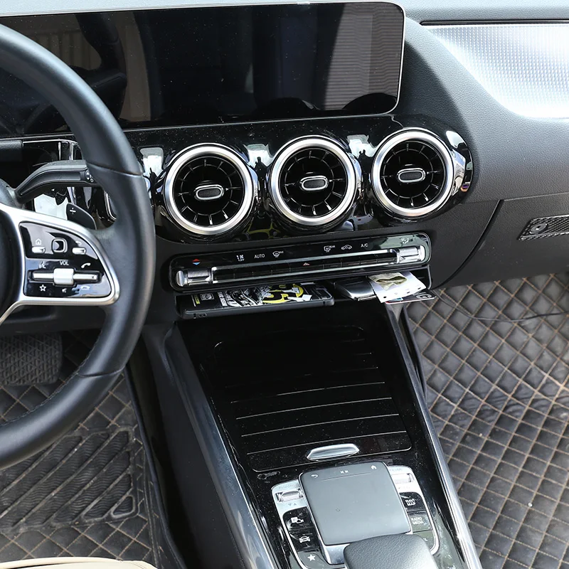 

For Mercedes Benz B GLB GLE GLS Class W247 X247 W167 X167 2020 ABS Black Central Control Storage Box Trim Car Accessories