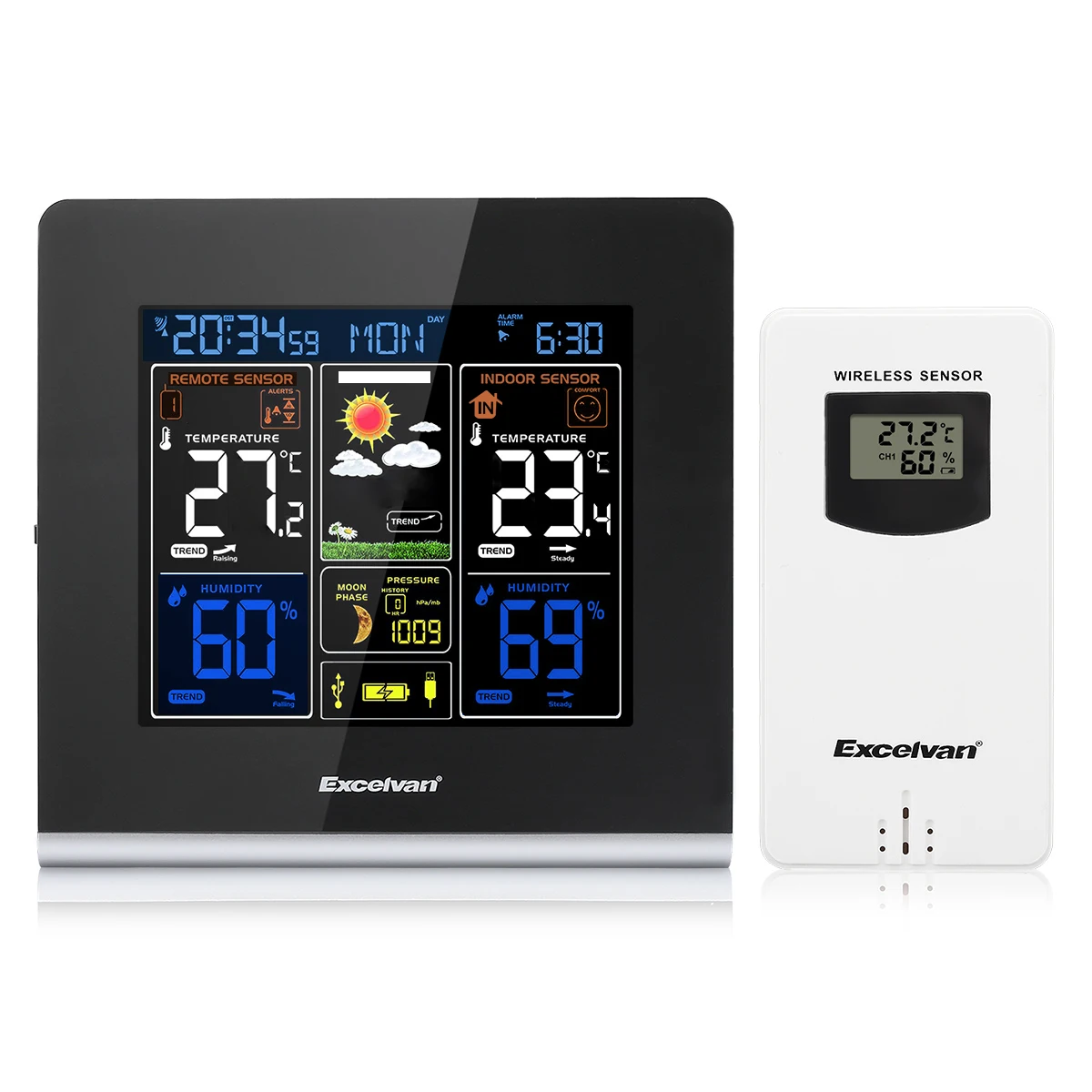 2018 Excelvan LED Digital RCC Wireless Weather Station High Definition LCD Display Outdoor Sensor Snooze Alarm Clock | Дом и сад