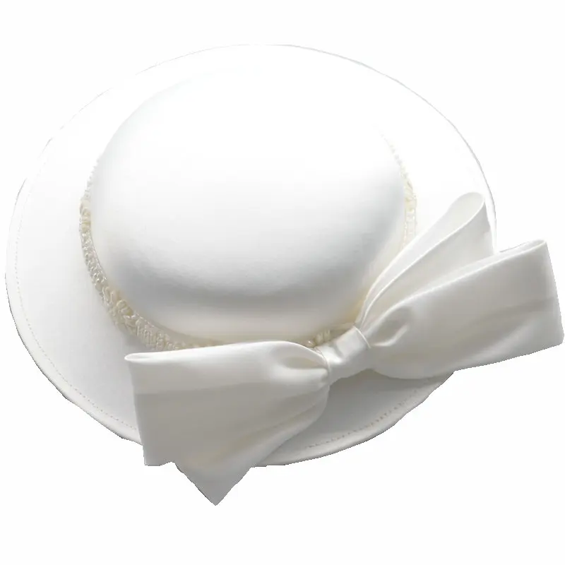 

British bride wedding dress fascinator hat palace dinner elegant pearls hat female travel fashion headpiece studio fedora hats