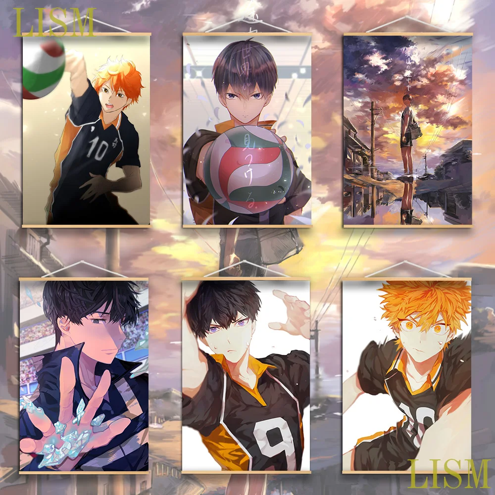 

Haikyuu!! Kageyama Tobio x Hinata Shouyou Anime Manga Wall Poster Canvas Painting solid wood hanging scroll