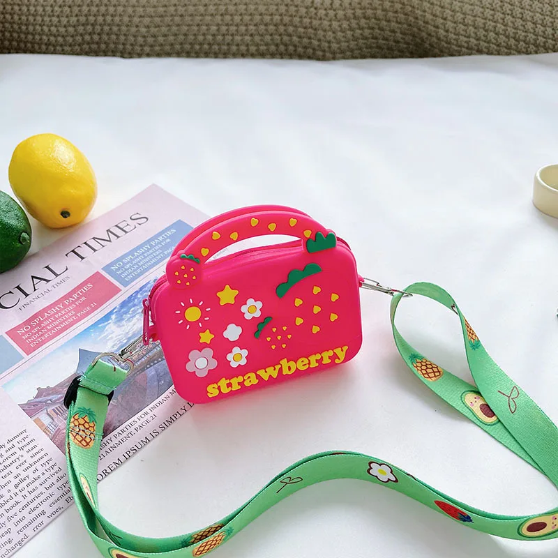 Silica Gel Baby Girls Mini Shoulder Crossbody Bags Summer Fashion Children Coin Purse Handbags Fruit Pattern Kids Messenger Bag