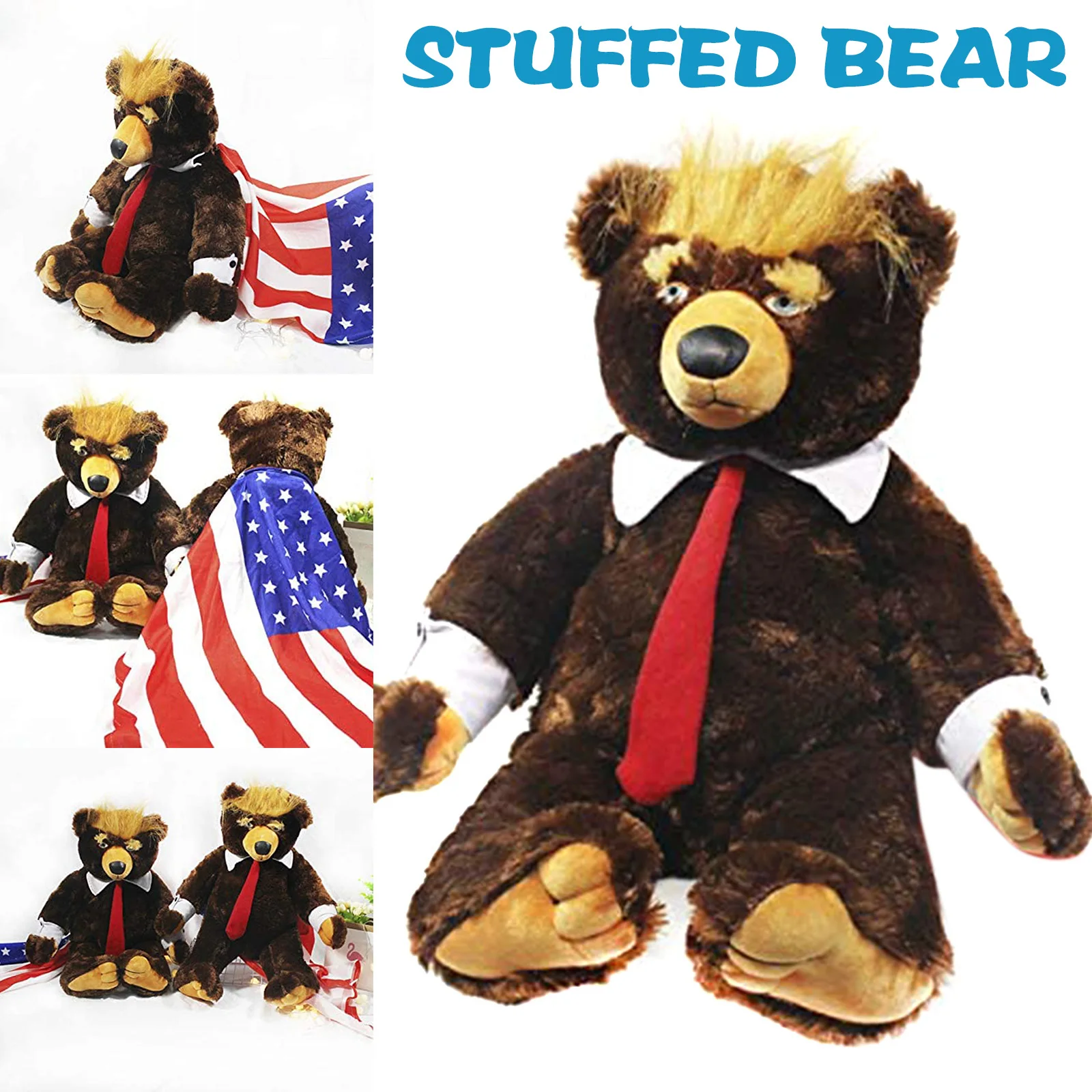 

Набивное животное 65 см Дональд Трамп медведь плюшевые игрушки крутой президент США медведь с/без флага милые животные медведь куклы