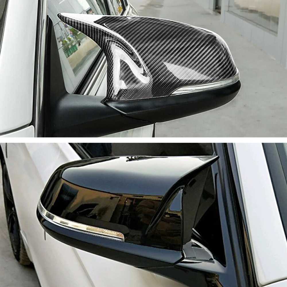 

Стильные боковые накладки на зеркало заднего вида для BMW X1, F48, F49, X2, F39, 1, 2 серии, F53, F45, F46, G39, узор из углеродного волокна, глянцевый черный