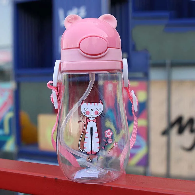 600 мл детская чашка милая для детей обучения питьевой воде с соломенной ручкой